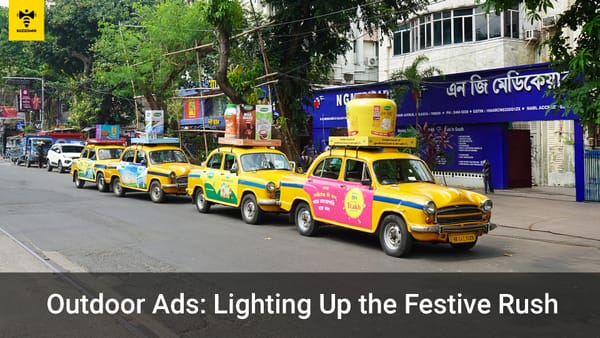 BuzzOmni outdoor ads on taxis during the festive season.