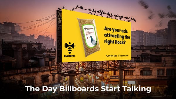 Interactive digital billboard engaging passersby, showcasing OOH advertising powered by BuzzOmni.