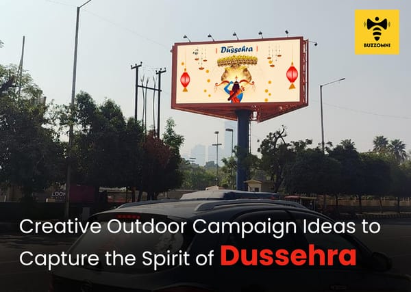 Dussehra-themed outdoor advertising with vibrant transit media and interactive installations powered by BuzzOmni.