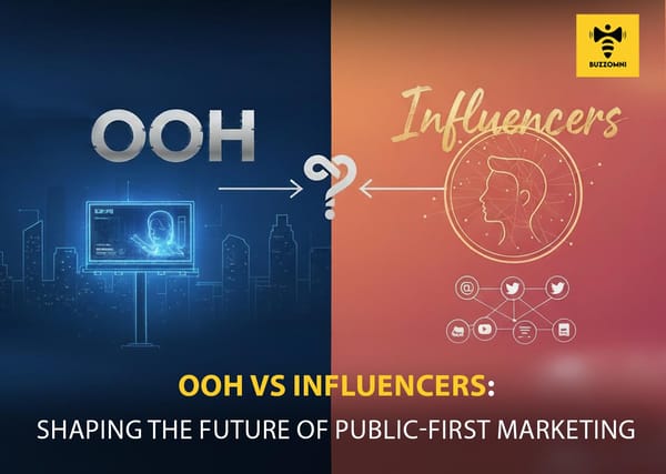 Comparison of OOH advertising and influencer marketing highlighting public-first brand strategies.