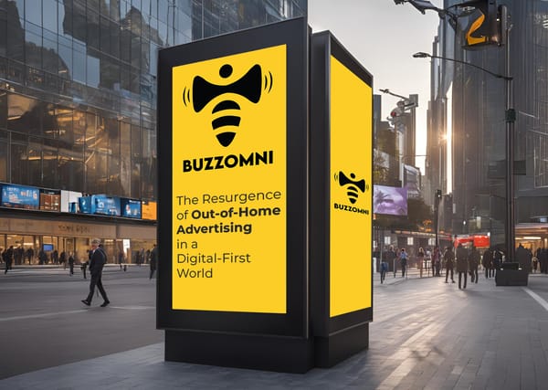 Out-of-home advertising billboards and digital screens by BuzzOmni in a busy urban environment